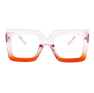 Oversized Square Blue Light Computer Eyewear Non-Prescription Purple Red